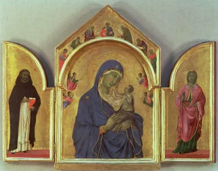 Madonna und Kind mit den Heiligen Dominikus und Aurea, um 1315 (Detail)